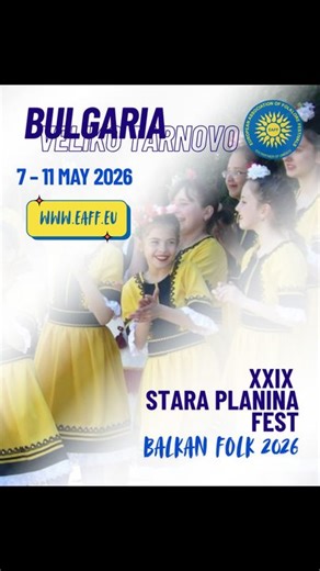 “Balkan Folk 2026” will turn the May days into a celebration of traditions From 7 to 11 May 2026, Veliko Tarnovo will once again be the place where folklore speaks all languages. The 29th edition of the Old Mountain Festival “Balkan Folk” gathers thousands of performers from Bulgaria, Europe, Asia, Africa and North America – a vibrant mix that turns the city into a living encyclopedia of traditions. The festival is part of the “Euro Folk” Music Holidays under the aegis of EAFF – a partner of UNE
