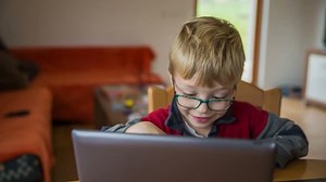 Enthusiastic Kid On Laptop Computer Sliding Stock Footage Video (100% Royalty-free) 8090026 | Shutterstock