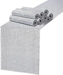 MoKoHouse Glitter Disco Party Table Runner: 8 Packs 13 x 72 Inches - Silver Mirror Sequin Table Runners for Retro 70s 80s Theme Disco Ball Birthday Bachelorette Dance Party Supplies Table Decorations