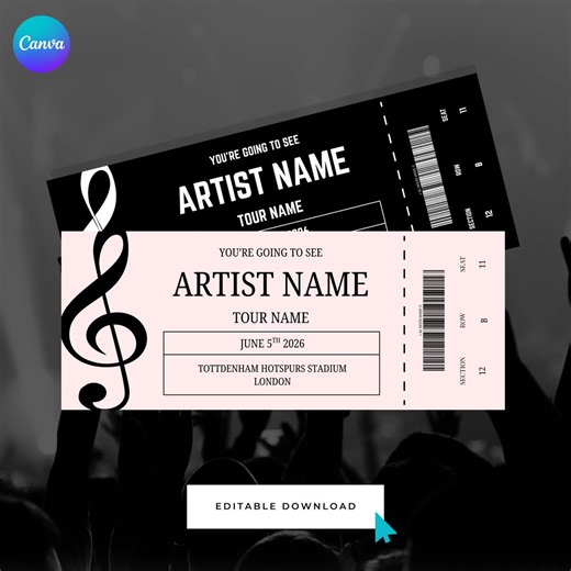 Editable Concert Ticket Template: Two Templates (digital Download) - Etsy