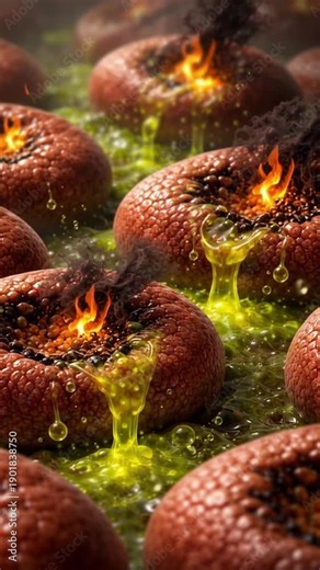 Metabolic syndrome concept gut inflammation fiery intestine ulcer burning acid toxic digestion fluid disease illustration medical background pain metaphor inflammation organ cell burning fire acid