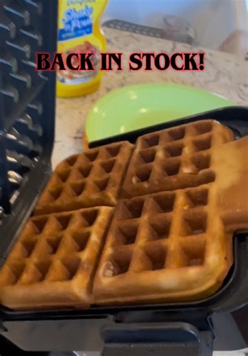 BACK IN STOCK! Meet the Ninja Belgian Waffle Maker PRO Neverstick. No mess, every time. Waffles won't stick and cleanup is a breeze. Unique vertical design offers edge-to-edge heat that consistently creates fluffy waffles with a crisp finish. Choose from 5 different shade settings—plus an exclusive specialty setting—to get exactly the texture you want. • UNIQUE VERTICAL DESIGN: Engineered to heat evenly ano give you consistent results • PRECISIONPOUR CUP: Included cup makes it easy to measure an