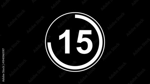 4K Circle countdown timer 20 seconds animation from 20 to 0 seconds, 20 Seconds countdown timer, Countdown timer, circle countdown animation. 20 seconds count with alpha channel