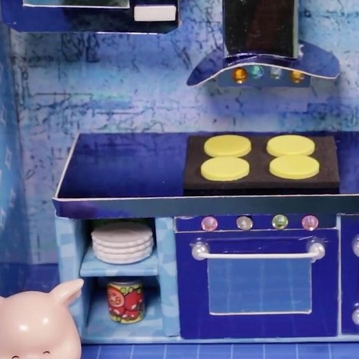 Step By Step Build A Miniature Kitchen in a Cardboard House | #miniaturehouse #miniaturekitchen