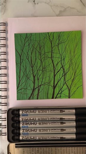 how to draw leafless trees with pen // easy drawing ideas #ytshorts #artideas #forestdrawing #fypシ