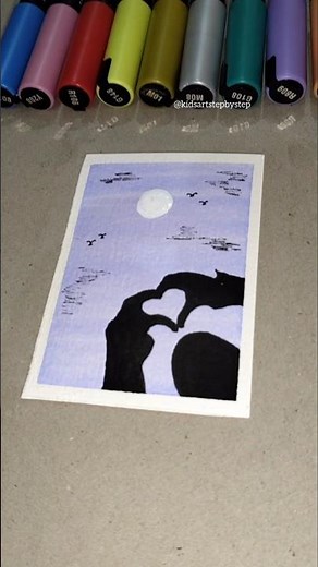 Painting with DOMS brush pen | Heart scenery painting 🎨🧑‍🎨 tutorial for beginners #shorts