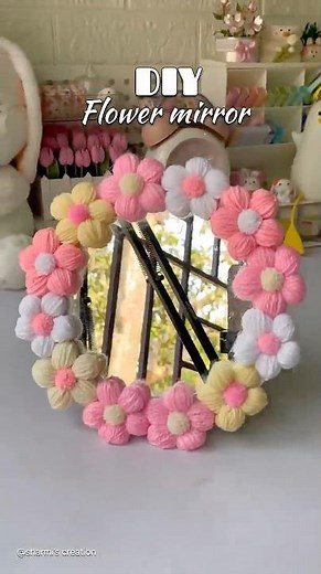 DIY woolen flowers #shorts #viralshorts #woolcraft #handmade #craftideas #mirrordecor