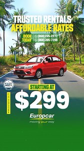 Trusted Rentals, Affordable rates. Starting at $299 *Conditions Apply. Book Today! (Two day minimum rental) Call: (868) 235-2277, Whatsapp: 395-7299 www.europcar.co.tt | Europcar