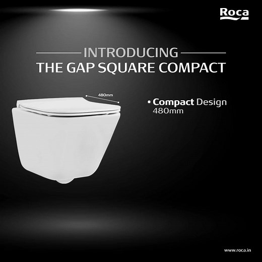 Change is here with the new Gap Compact Square WC. Its Compact Design saves space, Rimless Technology ensures excellent hygiene, and its Square Shape is trendy and enhances its compact design. Enjoy superlative Roca innovation with this rendition of the classic Gap WC. What’s more, the all new Gap Compact Square includes a slim UF seat cover too! | Roca