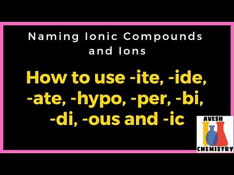 How to use -ite, -ide, -ate, -hypo, -per, -bi, -di, -ous and -ic | Naming ions and ionic compounds