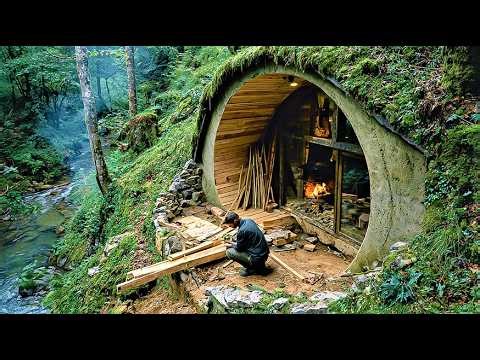 3 Days of Primitive Life: Building a Secret Warm Cave and Catching Giant Fish Alone