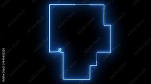 map of Okmulgee in oklahoma with a blue glowing neon effect