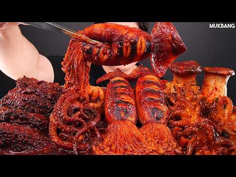 ASMR MUKBANG | Spicy Seafood Boil 🐙🦑 Mushrooms Squid Octopus EATING 직접 만든 버섯 해물찜 먹방!