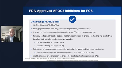 Do you treat patients with high triglycerides? Join a social media livestream exploring recent advances in severe hypertriglyceridemia and familial chylomicronemia syndrome (FCS) and apolipoprotein C3 (APOC3) inhibitors, led by renowned lipid expert Dr Michael Shapiro. Targeted to practicing physicians, this session will review pathophysiology and diagnostic pearls to distinguish FCS from multifactorial hypertriglyceridemia, summarize the latest clinical-trial and real-world evidence for APOC3-t