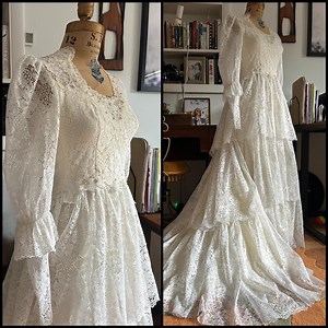 Vintage 1970s Lace Wedding Dress - Size XS - Etsy