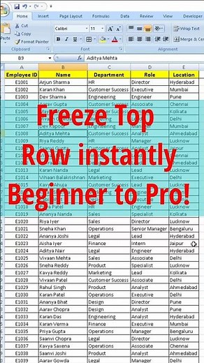 How to Freeze Rows in Excel (Top Row & Multiple Rows) 2026#excel #microsoftexcel #exceltips