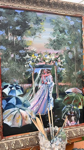 4 Hours of Live Painting in the Rain for a Special Wedding