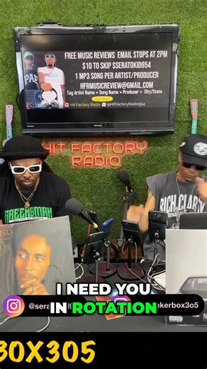 Hit Factory Radio LLC on Instagram: "Tune In This Week For Your Chance To WIN 1 Weekly Package ✅ Radio Spins + Club Spins + Promo FREE MUSIC REVIEW SHOW ☑️ TUESDAY | WEDNESDAY | THURSDAY 12pm - 3pm Hosted By @seratokid954 + @speakerbox3o5 Best Song Wins Spins & Promo!! Free Song Reviews! This Is Not Practice Song Must Be Ready To Go! Song must be mp3 file • No links YouTube Live @ Hit Factory Radio TikTok Live @ Hitfactoryradio954_ Instagram Live @hitfactoryradio954 Inbox for more details and in