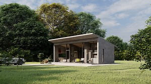 Minimalist Concrete House Plan: 1 Bedroom Modern Design (digital) - Etsy