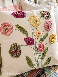 Create Upcycled Magic: DIY Scrap Fabric Floral Spring Pillow