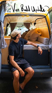 Jánoux Gerber on Instagram: "A quick Yellow Van update for you all 🐝 Been working on trying to upgrade a few bits these past couple of weeks! A few additions include: • Pullout drawer/ table • Sliding door for the side table • Amazing Upholstery by @laceandloyle Any suggestions for what colour to pain the inside? 🎨 #campervan #outdoors #travel #vanlife"