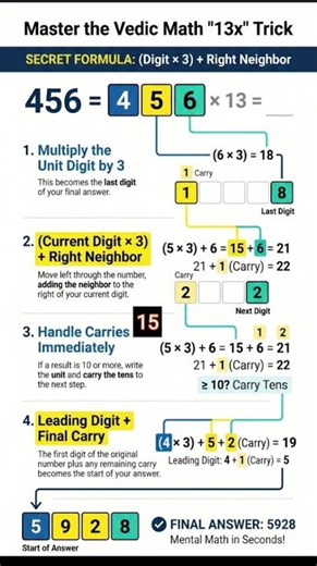 Multiply by 13 in Seconds ⚡ Vedic Maths Secret Trick #shorts