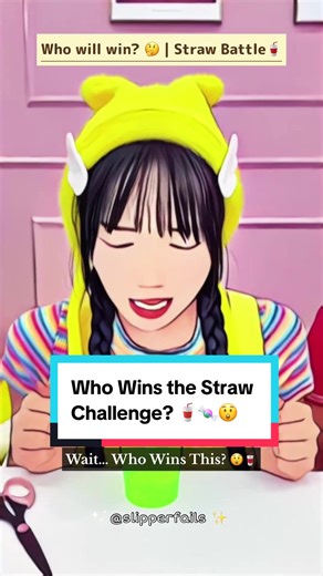 Who Wins the Straw Challenge? 🥤🍬😲 funny tiktoks for kids cartoons #cartoonsforkids #cartoon #funnyvideos #trending #creatorsearchinsights