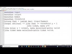 Tutorial McCulloch Pitts di Matlab dan Excel | Jaringan Syaraf Tiruan Pertemuan 4 Part 3