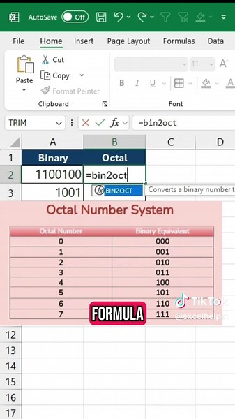 Master Excel Functions: Converting Binary to Octal