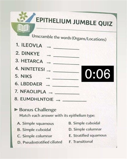 Histology quiz |types of epithelium| #medicalstudent
