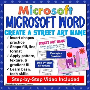 MICROSOFT WORD: Create a STREET ART Name Project Using Shapes - Word Processing