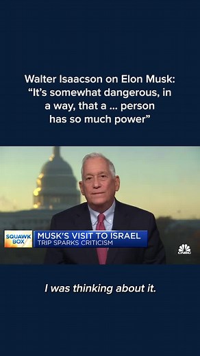 “He has so much power,” #ElonMusk biographer Walter Isaacson said of #Musk on CNBC’s Squawk Box Wednesday. Isaacson discusses the key takeaways from Musk’s trip to Israel and the backlash from Musk’s visit at the #LinkInBio. #cnbc