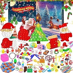 Fidget Advent Calendar 2025, Christmas Advent Calendars Countdown 24 Days, Bubble Toy Surprise Box Sensory Fidget Toy Packs, Surprise Gifts for Girls Teens
