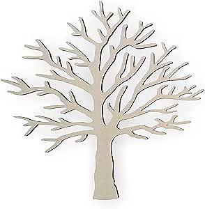 Jess and Jessica Wooden Tree Shape Cutout, Wood Cutout Trees for Home Decor, Unfinished Wood Craft Tree Cutouts for DIY, Laser Cut Wooden Shapes for Crafts, Wall Decor Tree Shaped Wood, 10 Inches