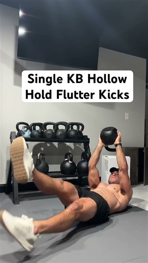 Single KB Hollow Hold Flutter Kicks