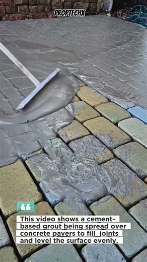 Satisfying Paver Grouting Process in Minutes #Concrete #Pavers #Construction