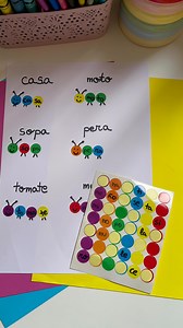 Conteo de sílabas y aprendizaje de vocales y consonantes 👏🏻💖 ¿Qué os parece esta actividad tan sencilla? Presentarlo de esta forma hace que el aprendizaje sea mucho más divertido 🐛🌈 podemos ayudarnos con las palmadas para decir en alto el número de sílabas, y después buscamos en nuestras pegatinas las correspondencias de las grafías 🔠🔡 Buena actividad para empezar con las mayúsculas y acabar con las minúsculas 😃👏🏻 #easycrafts #easycraftsforkids #aprenderletras #learning #learningathome