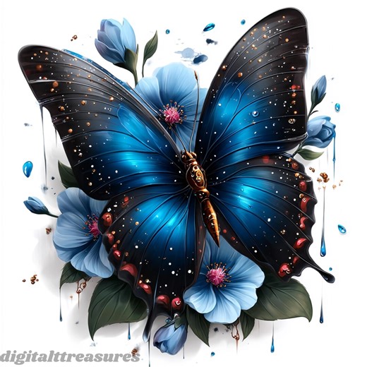 Floral Butterfly Clipart Bundle – 12 JPG Flower Butterfly Illustrations - Etsy