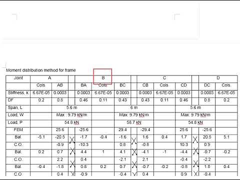 2.26 Revision column: Part 2 - Moment distribution frame