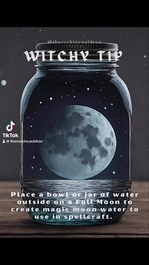 🖤 MAGIC MOON WATER 🖤 The moon water = MAGIC! On the full moon bring your water outside where the moonlight can touch it and leave it there until early the next morning. Store it in a dark place where sunlight can’t touch it. You don’t have to wait until the full moon to make moon water but it’s magic is way more potent during the full moon. 🌕 #witchytip #witchlife #witchygifts #witchcraft #witchythings #tiktok #witchtok #witchesofinstagram #witchyvibes #witchshop #witchvibes #spells #magic #t