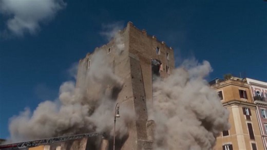 See how the collapse of a medieval tower shook up Rome