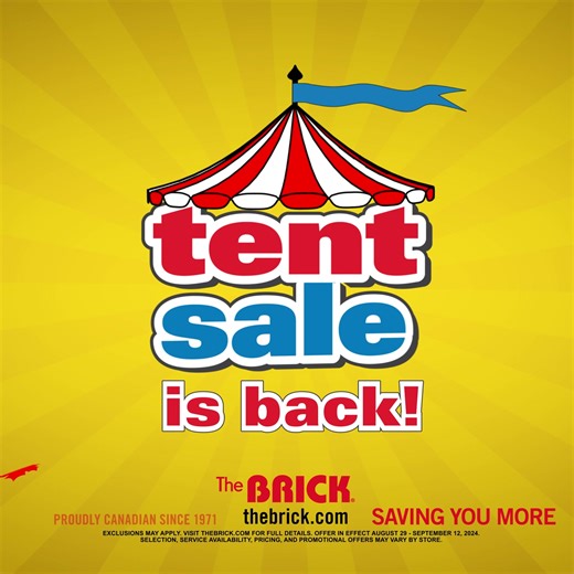 The Brick's Tent Sale is back! Get up to 60% off clearance on items in the tents. Don't miss out! | The Brick
