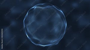 glowing blue sphere composed of densely packed light particles, set against a dark background. The sphere's dynamic, fluid movement suggests advanced digital technology or a futuristic interface.