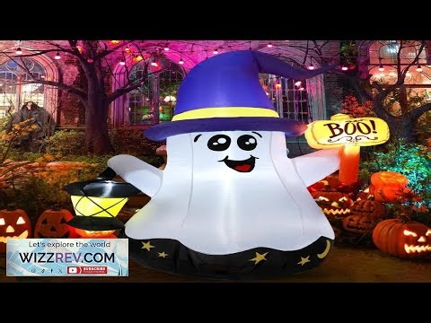 5 FT Halloween Inflatables Ghost Outdoor Decorations Blow up Yard Cute Wizard