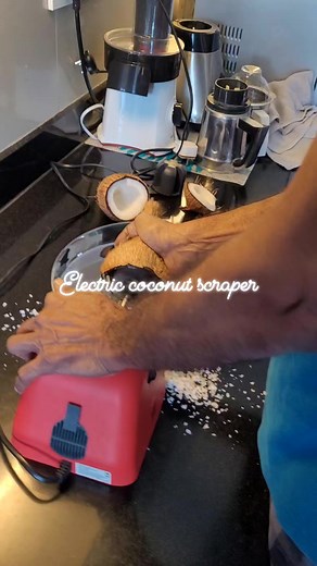 This electric coconut scraper which we bought online is in handy to scraper coconuts at home within seconds . | Usha Raghupathy