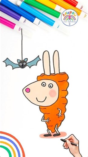 Draw Peppa Rebecca Rabbit | Draw Peppa Cute Carrot Rebecca 🌈🐰 #peppapig #short #halloween