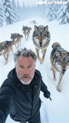 wolf selfie chase #shorts #viral #wolf #animals #ai