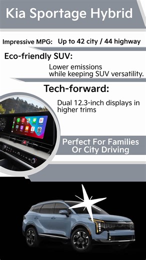 🚗💨 Meet the Kia Sportage Hybrid — the SUV that’s turning heads and saving fuel! ✅ Up to 44 MPG – go further, spend less ✅ Eco-friendly hybrid powertrain – drive smarter, greener ✅ Modern tech inside – sleek screens, connected and ready These are just a few reasons the Sportage Hybrid could be your next SUV. Ready to make the switch? 🌿✨ #KiaSportageHybrid #EcoSUV #FuelEfficient #KiaLife #HybridPower #DriveGreen #SUVGoals #KiaStyle #TechMeetsEfficiency #FiestaMakesItHappen #FiestaKia #NM #ABQ |