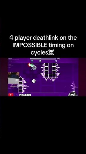 4 player deathlink on the IMPOSSIBLE timing on cycles #gd #geometrydash #fyp #viral #polarfr123