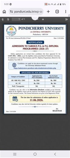 PONDICHERRY UNIVERSITY | 2026 Applications In Live, Apply Now! #ktvschool #pu #centac